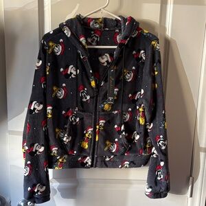 Disney Black Fleece Jacket with Character Print